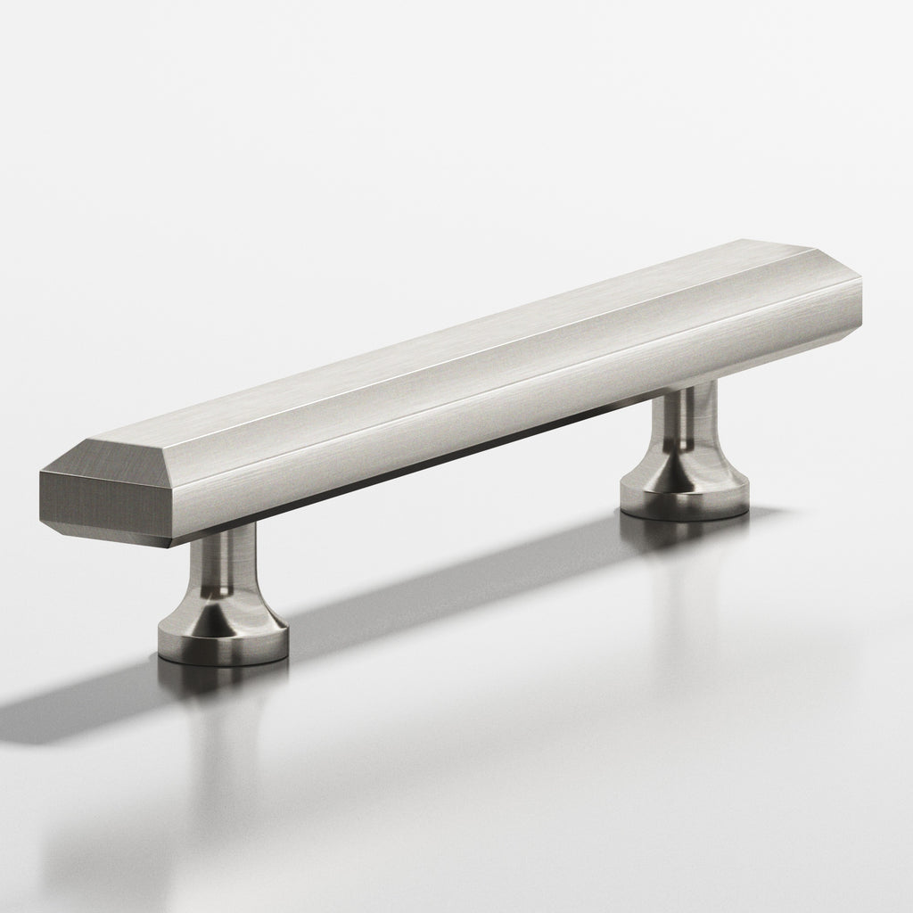 Colonial Bronze Series 273 8" Rectangular Beveled Cabinet Pull With Flared Posts Satin Nickel / 8"