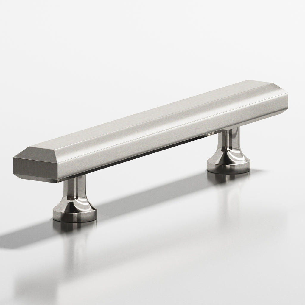 Colonial Bronze Series 273 10" Rectangular Beveled Cabinet Pull With Flared Posts Nickel Stainless / 10"
