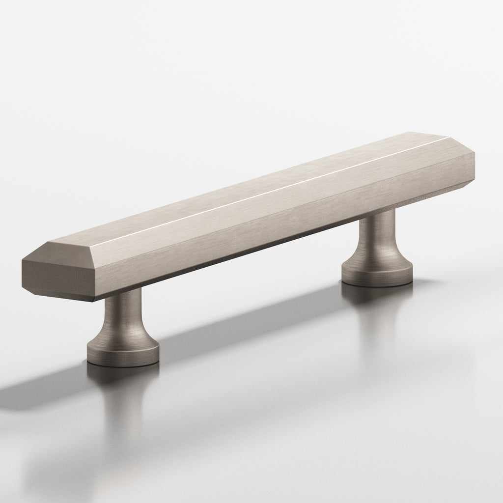 Colonial Bronze Series 273 4" Rectangular Beveled Cabinet Pull With Flared Posts Matte Satin Nickel / 4"