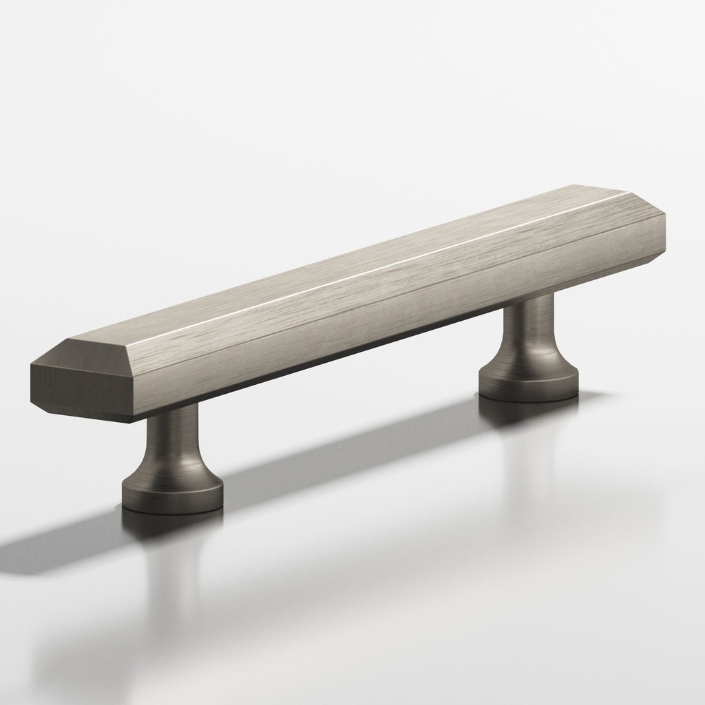Colonial Bronze Series 272 4" Rectangular Beveled Cabinet Pull With Flared Posts Matte Pewter / 4"