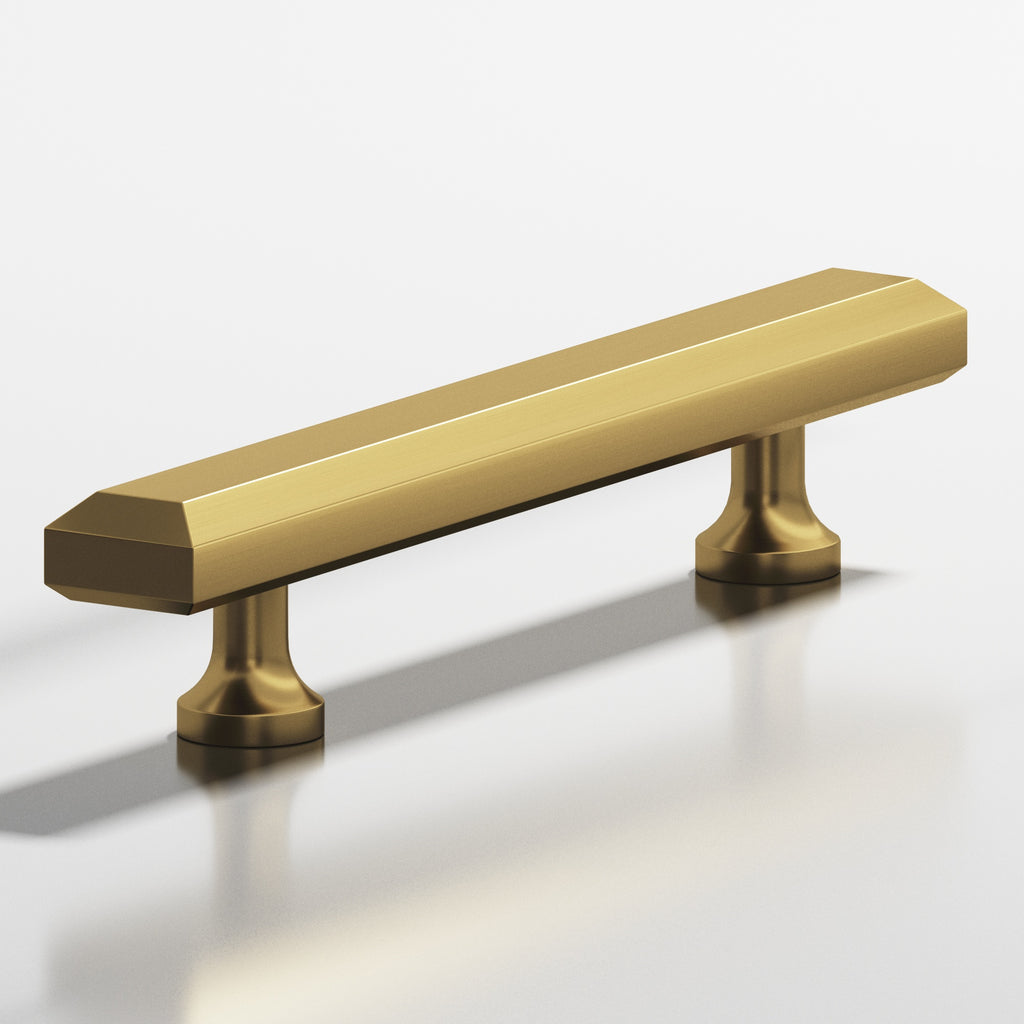 Colonial Bronze Series 272 8" Rectangular Beveled Cabinet Pull With Flared Posts Unlacquered Satin Brass / 8"