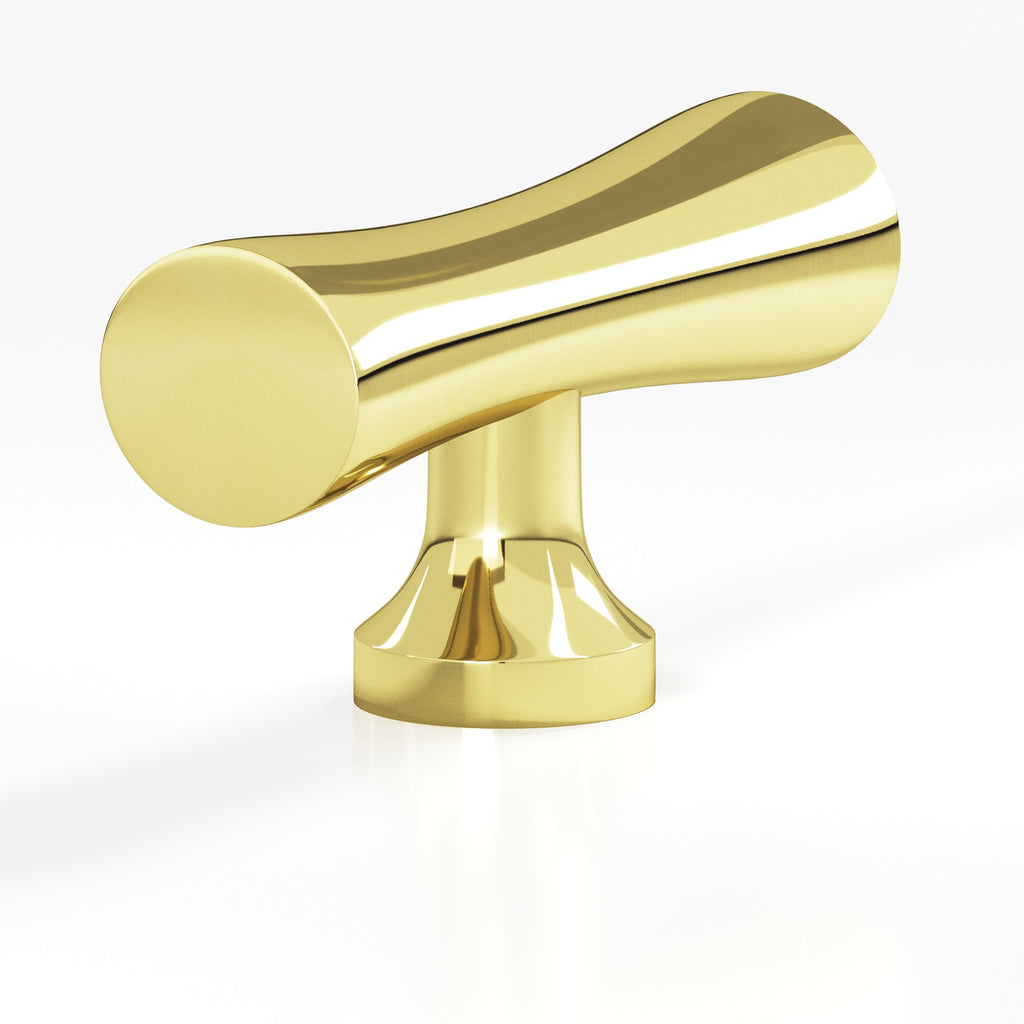 Colonial Bronze Series 290 2" Hourglass Cabinet T-Knob With Flared Post Unlacquered Polished Brass / 2"