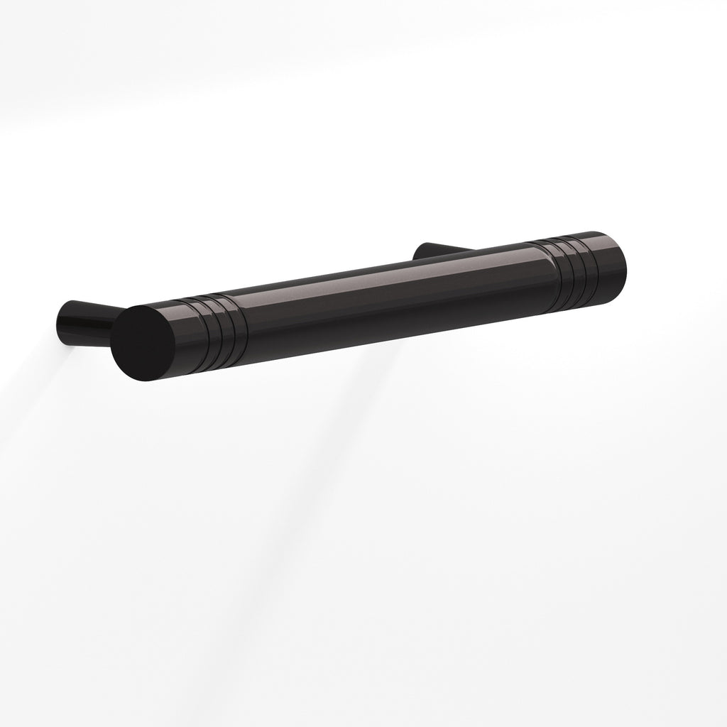 Colonial Bronze Series 304 3.5" Round Grooved Cabinet Pull With Tapered Posts Satin Black / 3.5"