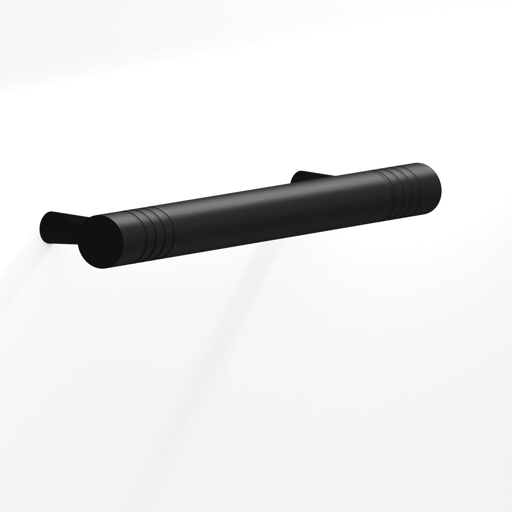 Colonial Bronze Series 304 8" Round Grooved Cabinet Pull With Tapered Posts Matte Satin Black / 8"