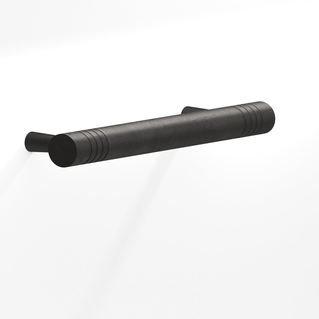 Colonial Bronze Series 304 6" Round Grooved Cabinet Pull With Tapered Posts Distressed Satin Black / 6"