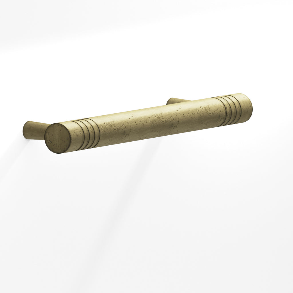 Colonial Bronze Series 304 8" Round Grooved Cabinet Pull With Tapered Posts Distressed Antique Brass / 8"