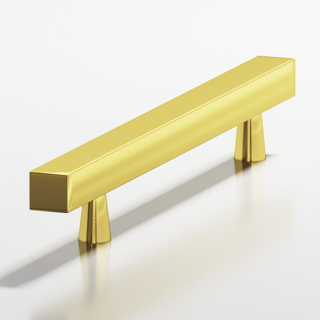 Colonial Bronze Series 306 8" Square Cabinet Pull With Tapered Posts French Gold / 8"