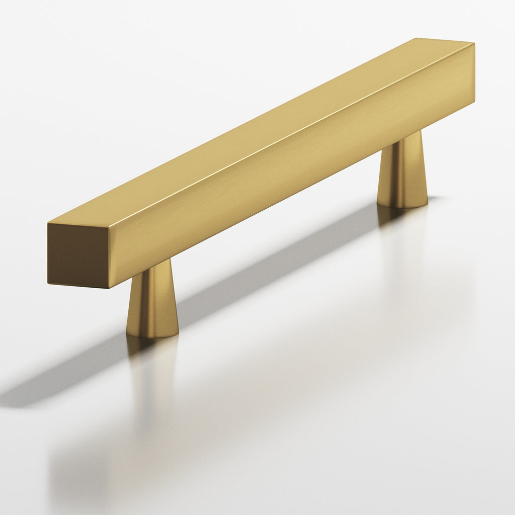 Colonial Bronze Series 306 3.5" Square Cabinet Pull With Tapered Posts Unlacquered Satin Brass / 3.5"