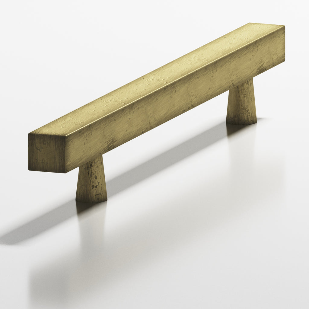 Colonial Bronze Series 306 3.5" Square Cabinet Pull With Tapered Posts Distressed Antique Brass / 3.5"