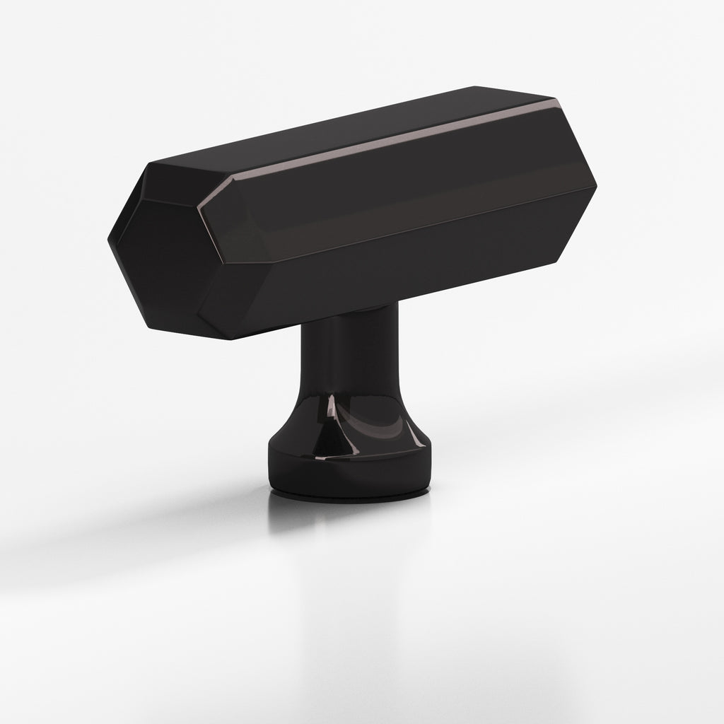 Colonial Bronze Series 320 2" Hexagonal Cabinet T-Knob With Flared Post Satin Black / 2"