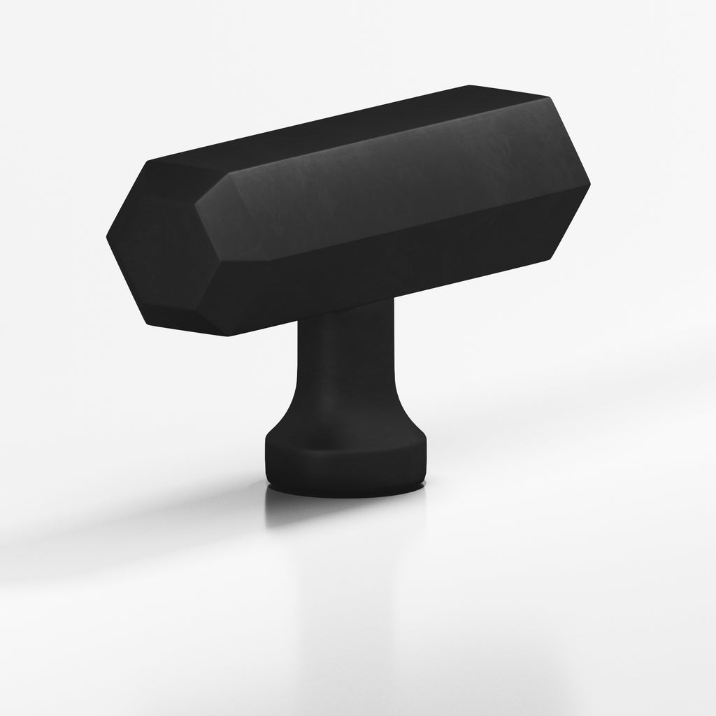 Colonial Bronze Series 320 2" Hexagonal Cabinet T-Knob With Flared Post Matte Satin Black / 2"