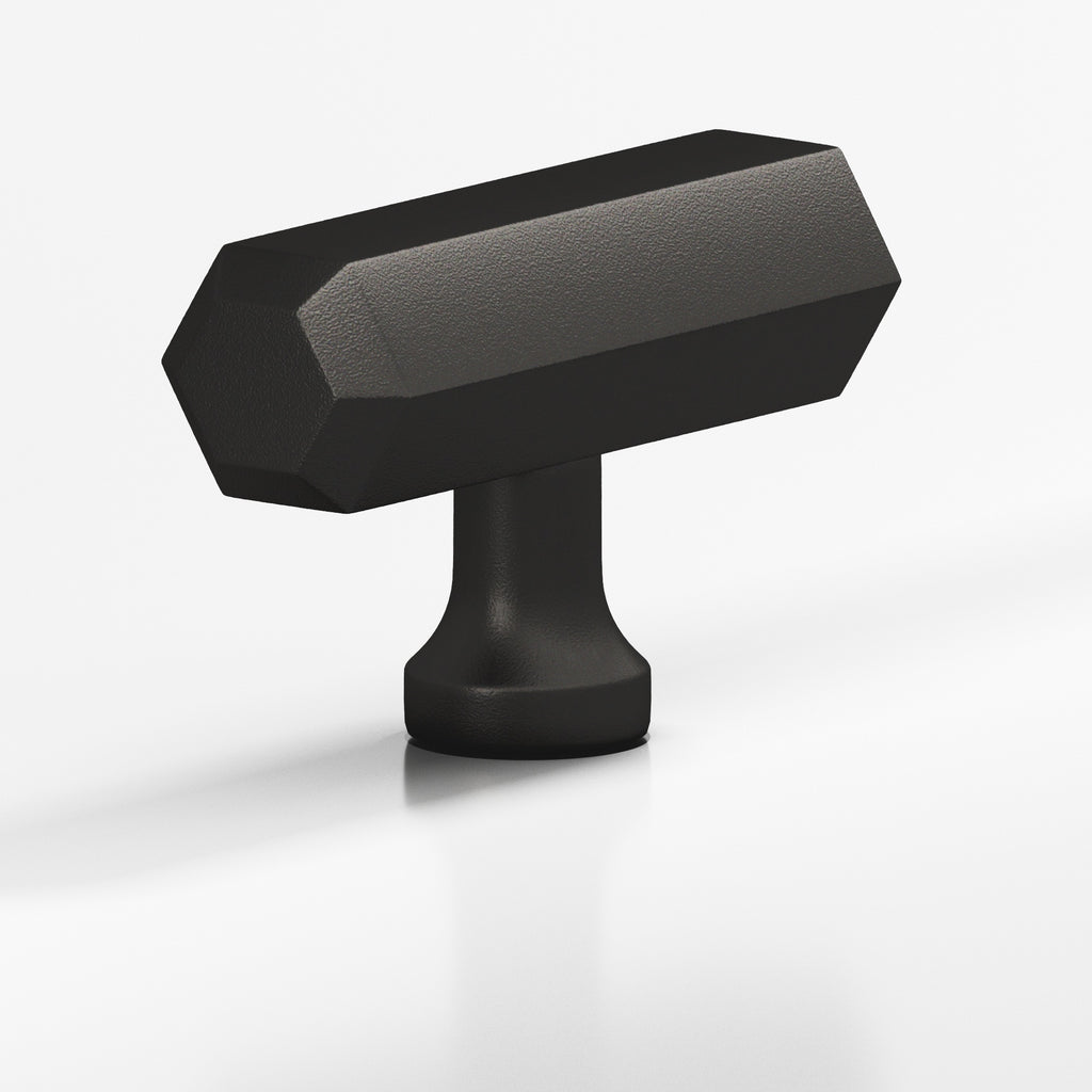 Colonial Bronze Series 320 2" Hexagonal Cabinet T-Knob With Flared Post Frost Black™ / 2"