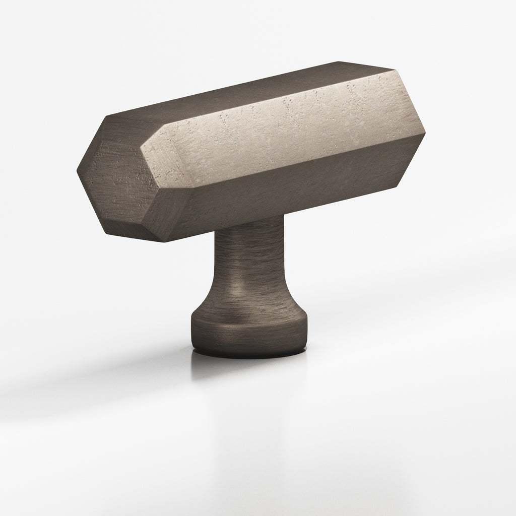 Colonial Bronze Series 320 2" Hexagonal Cabinet T-Knob With Flared Post Distressed Pewter / 2"