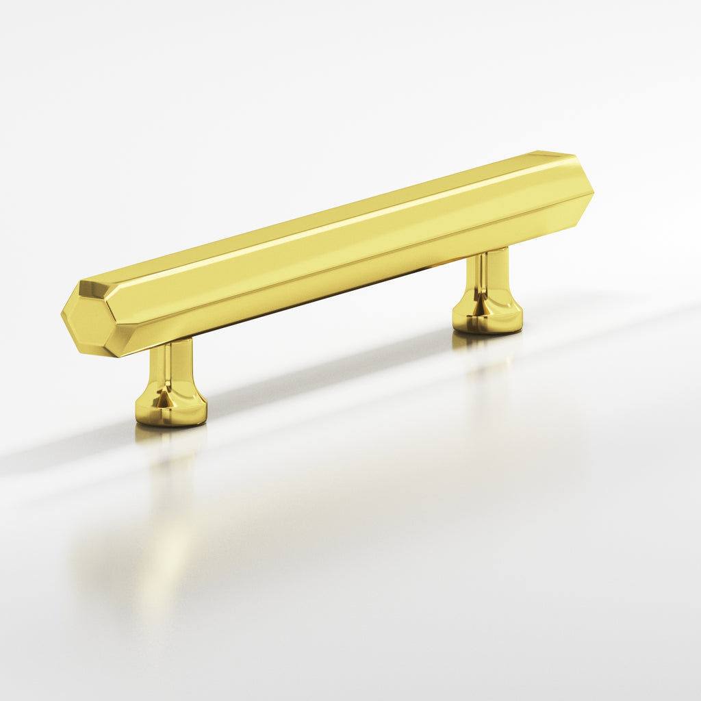 Colonial Bronze Series 323 12" Hexagonal Beveled Appliance Pull With Flared Posts French Gold / 12"