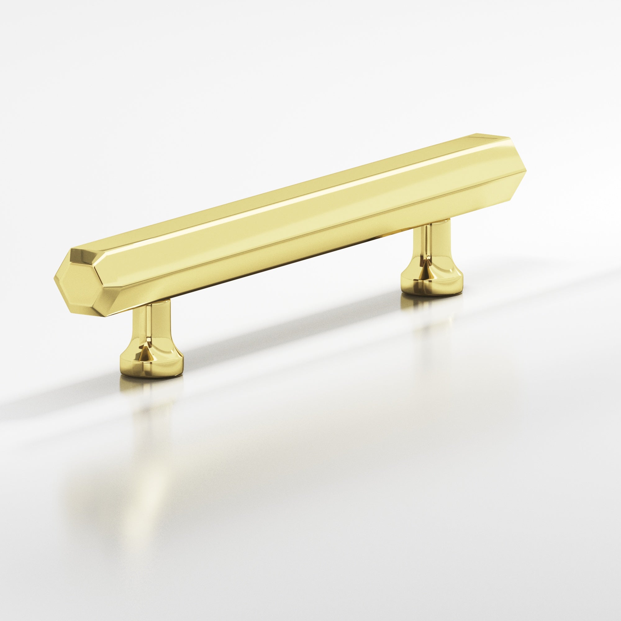 Colonial Bronze Series 323 12" Hexagonal Beveled Appliance Pull With Flared Posts Polished Brass / 12"