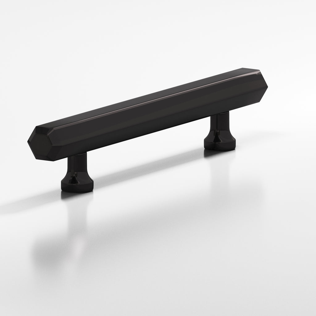 Colonial Bronze Series 323 12" Hexagonal Beveled Appliance Pull With Flared Posts Satin Black / 12"