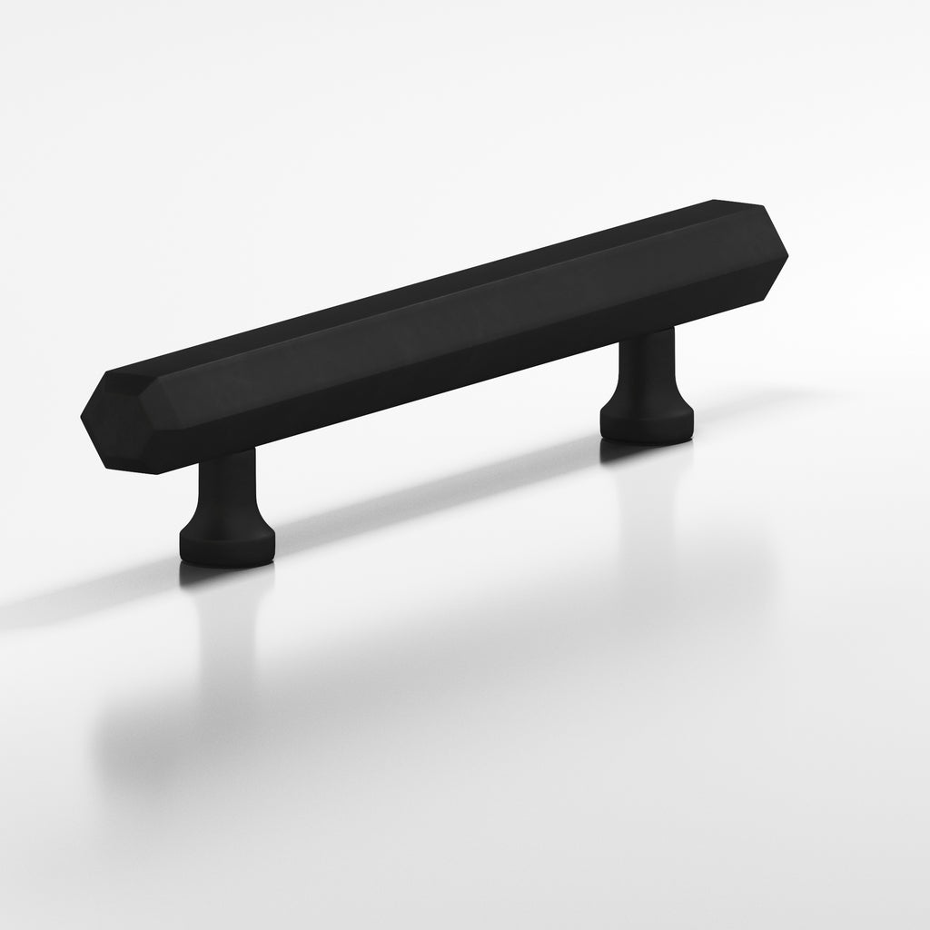 Colonial Bronze Series 323 12" Hexagonal Beveled Appliance Pull With Flared Posts Matte Satin Black / 12"