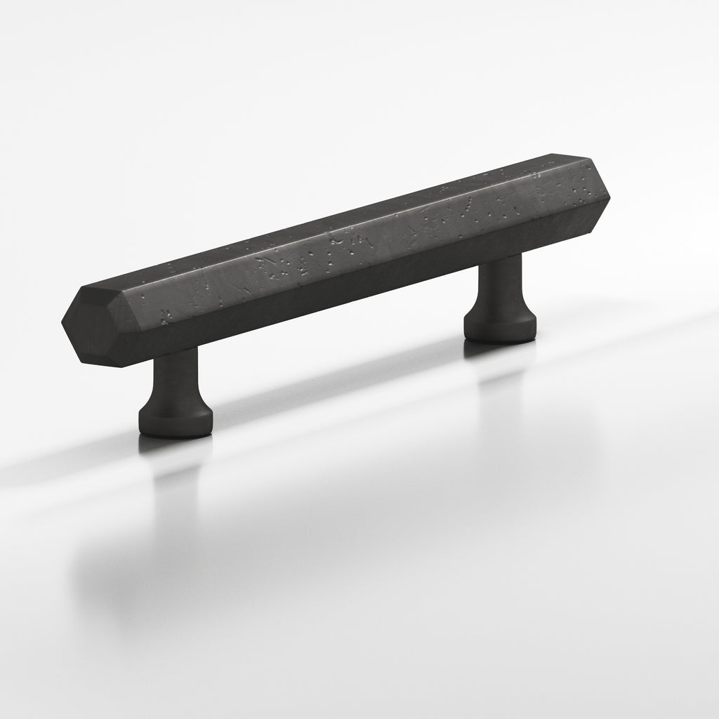Colonial Bronze Series 323 12" Hexagonal Beveled Appliance Pull With Flared Posts Distressed Satin Black / 12"