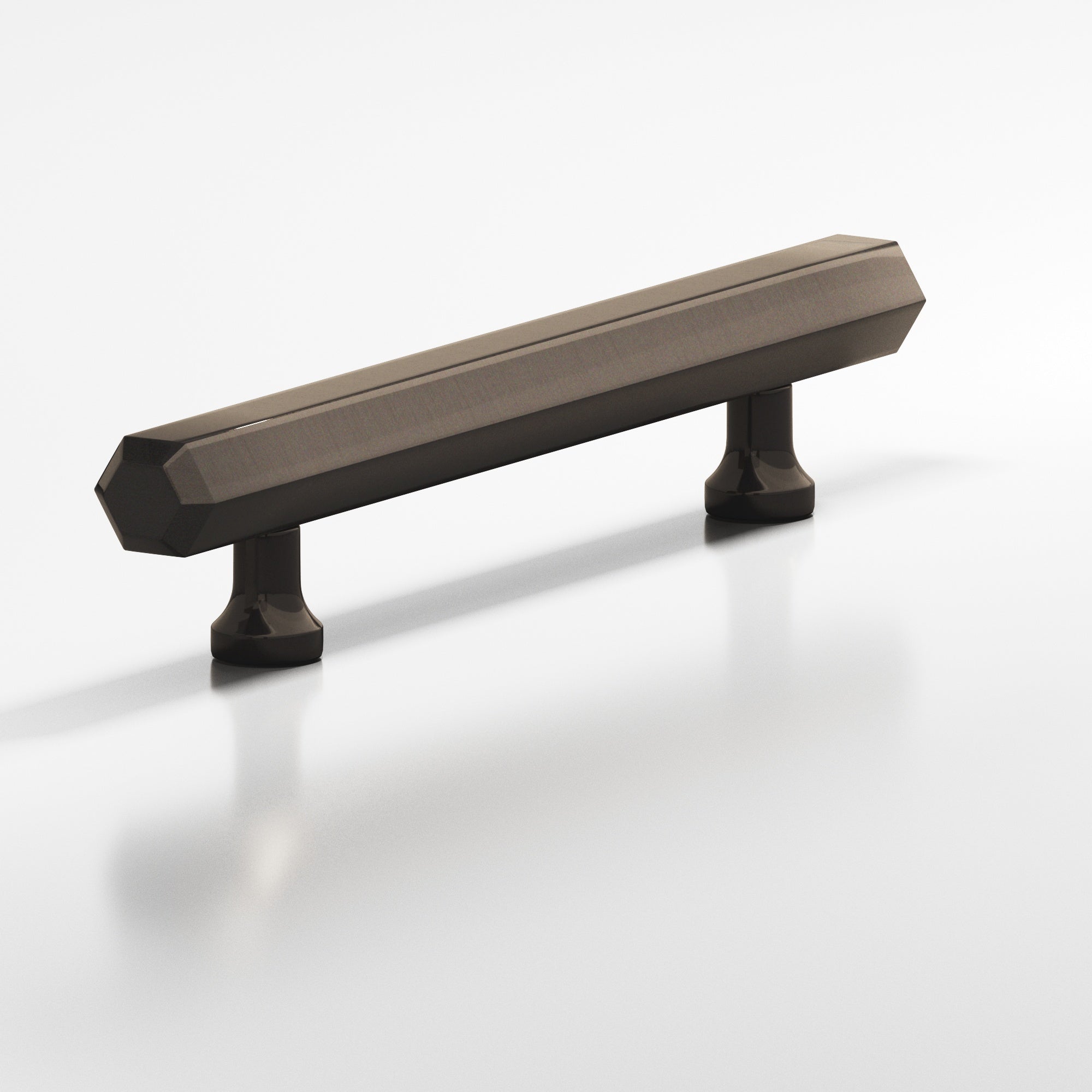 Colonial Bronze Series 323 8" Hexagonal Beveled Cabinet Pull With Flared Posts Dark Statuary Bronze / 8"