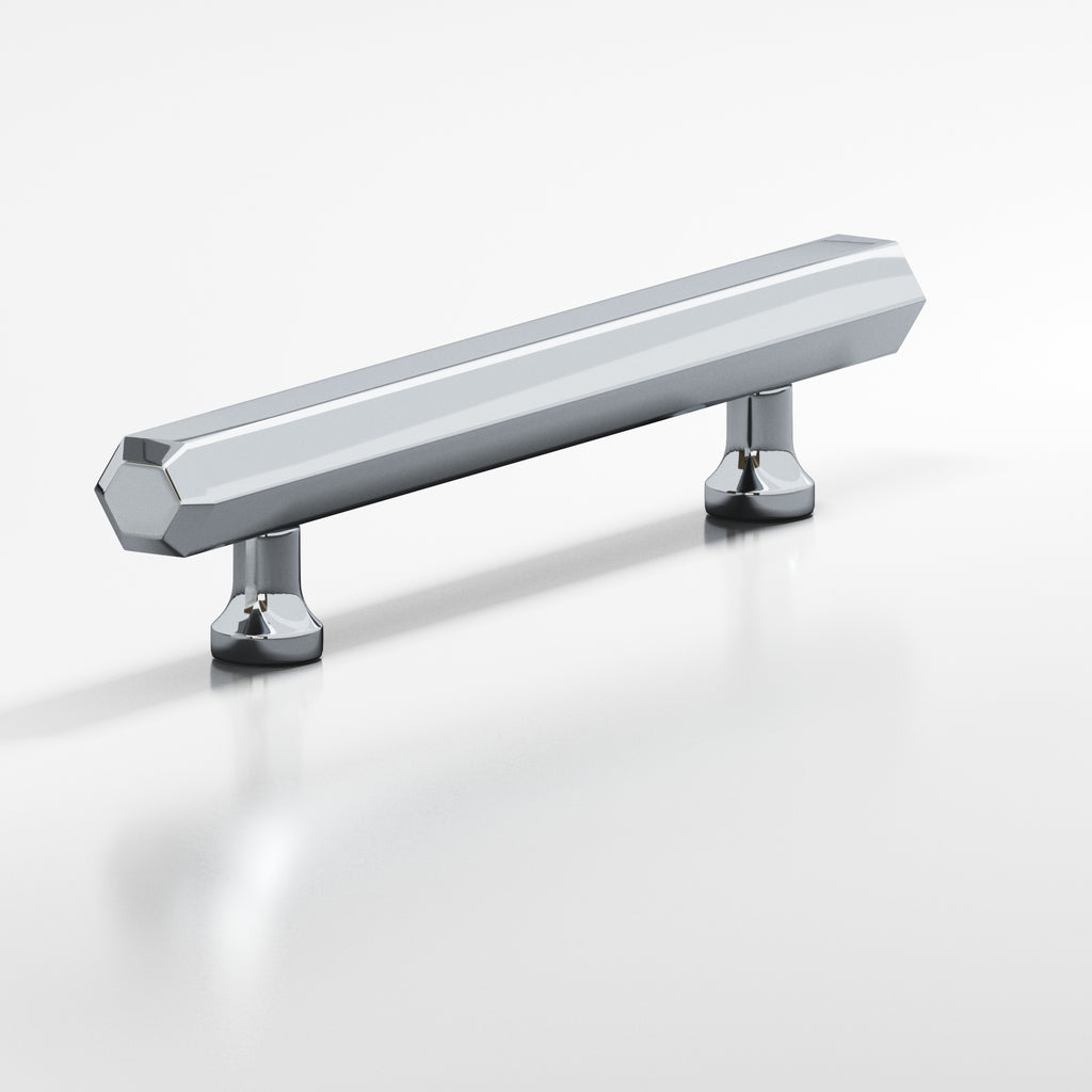 Colonial Bronze Series 323 12" Hexagonal Beveled Appliance Pull With Flared Posts Polished Chrome / 12"