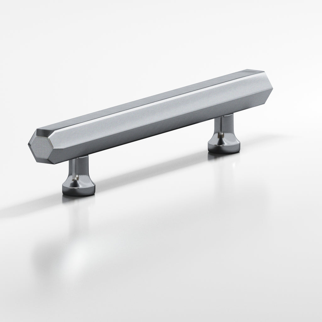 Colonial Bronze Series 323 12" Hexagonal Beveled Appliance Pull With Flared Posts Satin Chrome / 12"