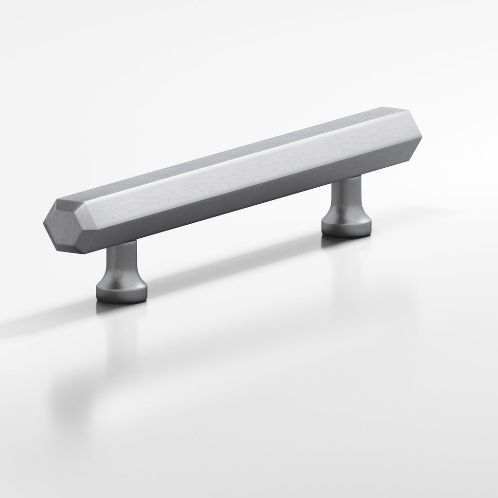 Colonial Bronze Series 323 12" Hexagonal Beveled Appliance Pull With Flared Posts Matte Satin Chrome / 12"