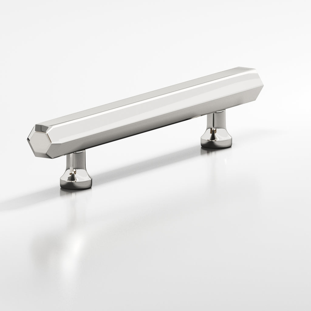 Colonial Bronze Series 323 12" Hexagonal Beveled Appliance Pull With Flared Posts Polished Nickel / 12"