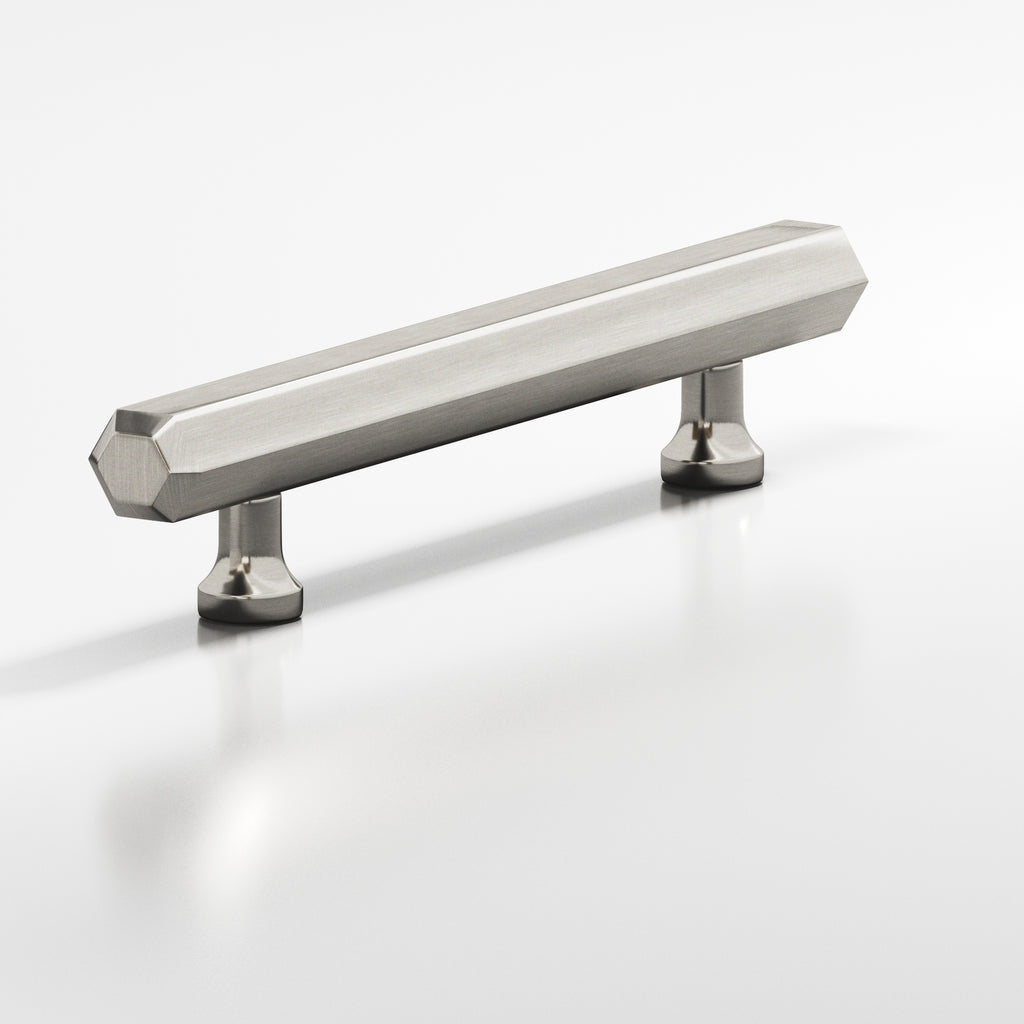 Colonial Bronze Series 323 12" Hexagonal Beveled Appliance Pull With Flared Posts Satin Nickel / 12"