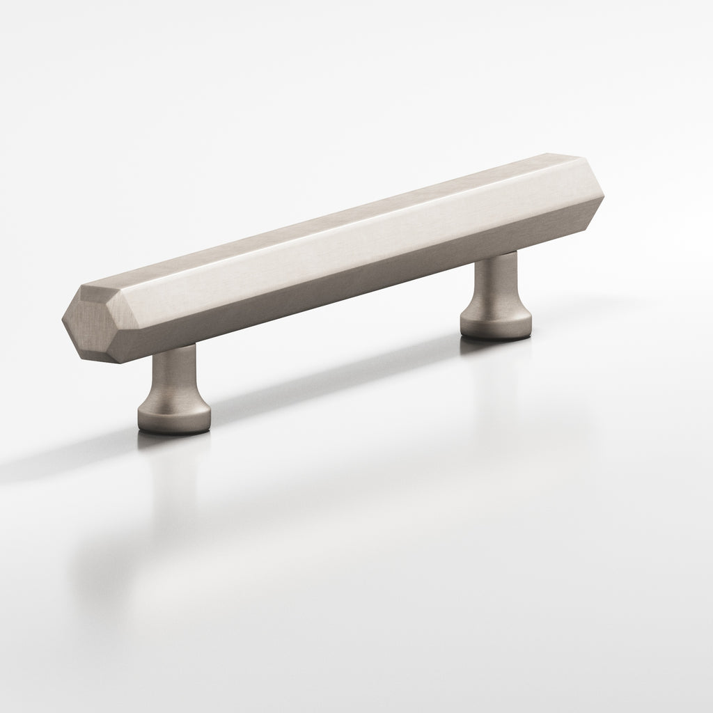 Colonial Bronze Series 323 12" Hexagonal Beveled Appliance Pull With Flared Posts Matte Satin Nickel / 12"