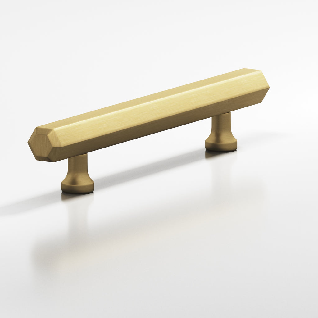 Colonial Bronze Series 323 12" Hexagonal Beveled Appliance Pull With Flared Posts Unlacquered Satin Brass / 12"