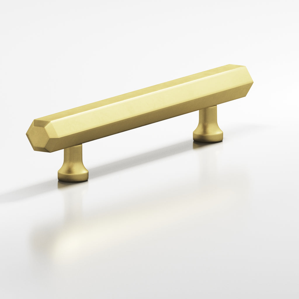 Colonial Bronze Series 321 8" Hexagonal Beveled Cabinet Pull With Flared Posts Matte Satin Brass / 8"