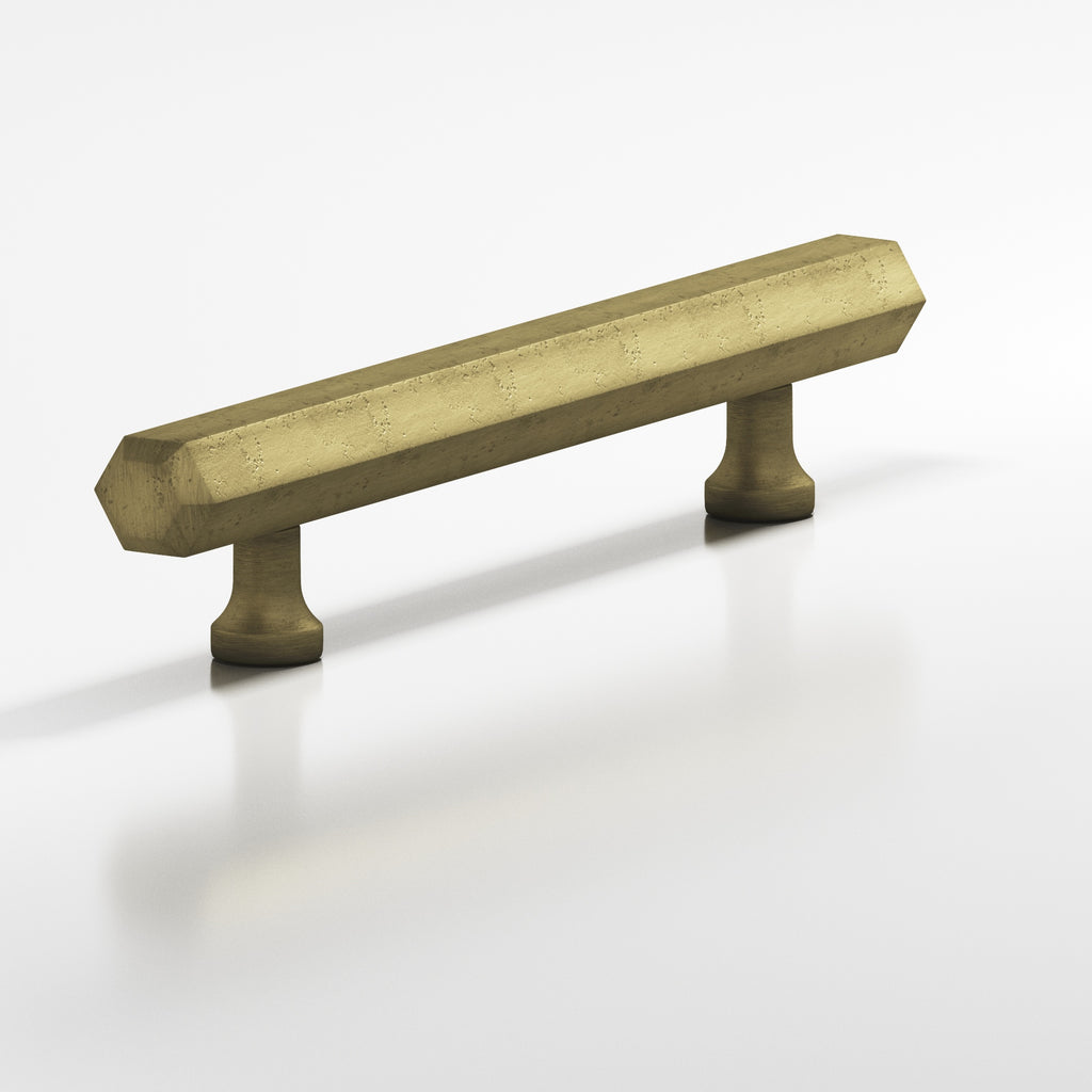 Colonial Bronze Series 323 12" Hexagonal Beveled Appliance Pull With Flared Posts Distressed Antique Brass / 12"
