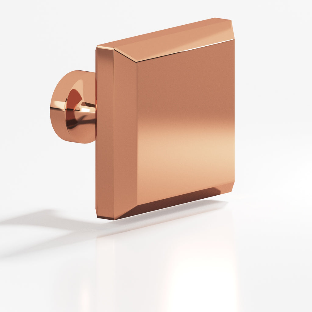 Colonial Bronze Series 527 1.5" Square Beveled Cabinet Knob With Flared Post Polished Copper / 1.5"