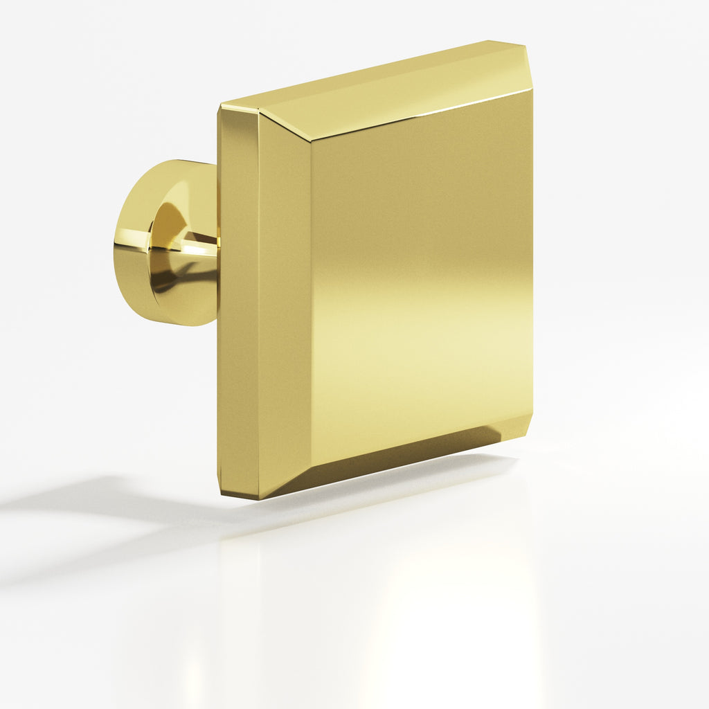 Colonial Bronze Series 527 1.5" Square Beveled Cabinet Knob With Flared Post Polished Brass / 1.5"