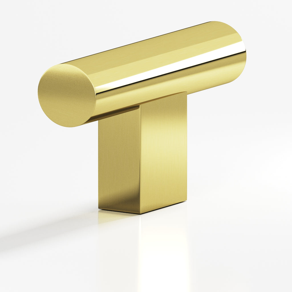 Colonial Bronze Series 534 1.5" Round Cabinet T-Knob With Rectangular Post Unlacquered Polished Brass / 1.5"