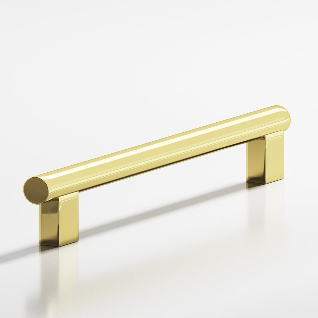 Colonial Bronze Series 535 8" Round Cabinet Pull With Rectangular Posts Polished Brass / 8"