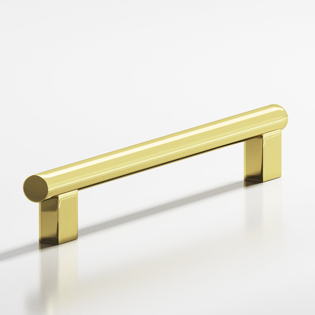 Colonial Bronze Series 536 8" Round Cabinet Pull With Rectangular Posts Unlacquered Polished Brass / 8"