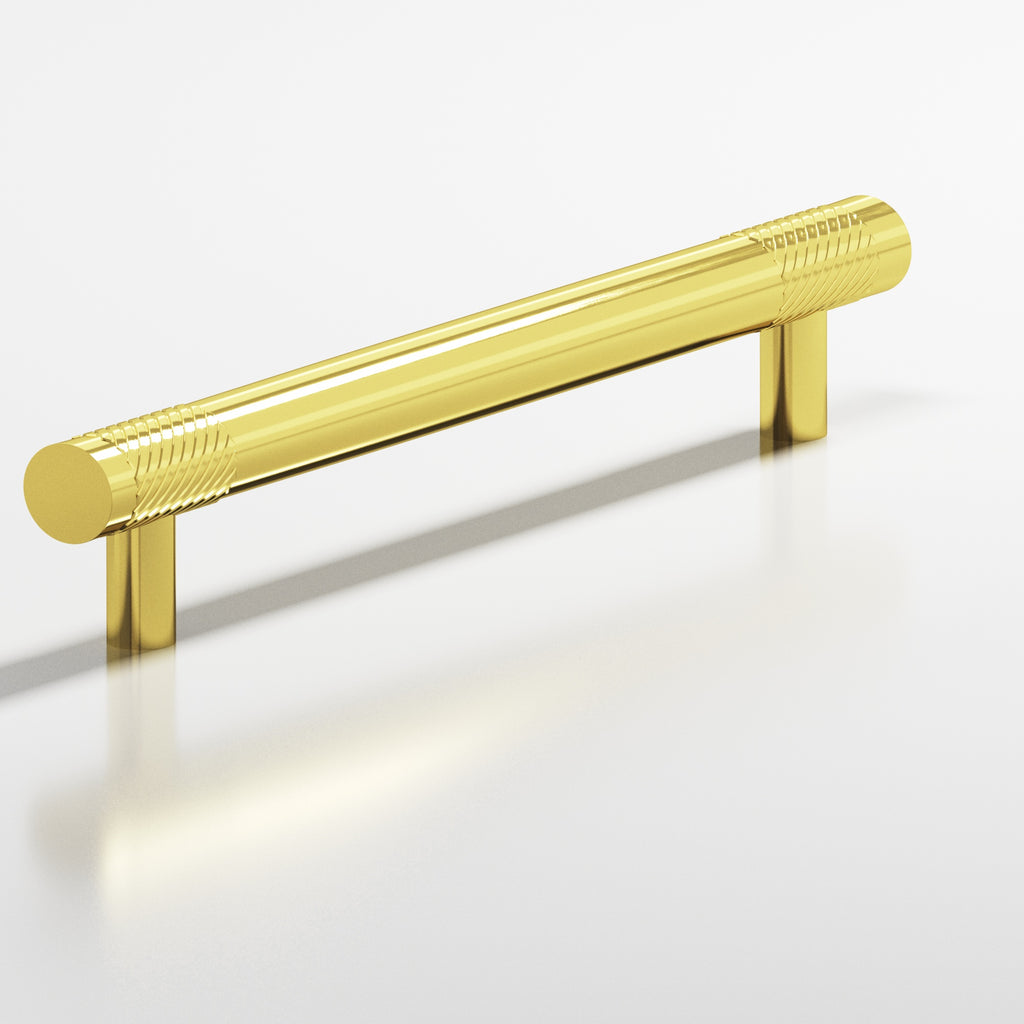 Colonial Bronze Series 545 6" Round Banded And Single-Knurled Cabinet Pull With Straight Posts French Gold / 6"