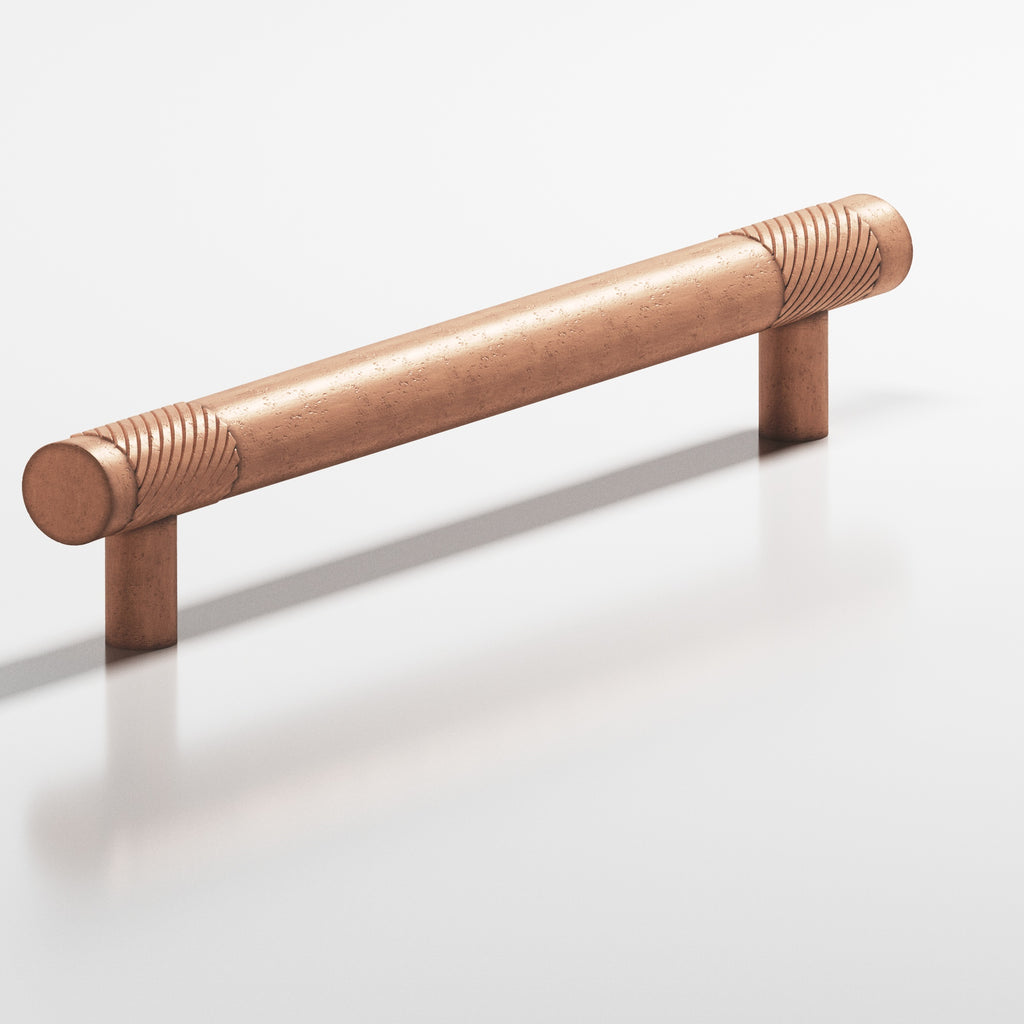 Colonial Bronze Series 545 6" Round Banded And Single-Knurled Cabinet Pull With Straight Posts Distressed Antique Copper / 6"