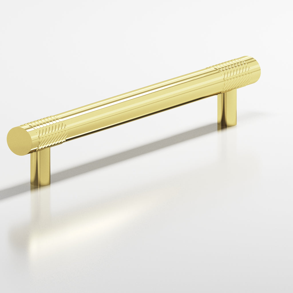 Colonial Bronze Series 545 6" Round Banded And Single-Knurled Cabinet Pull With Straight Posts Polished Brass / 6"