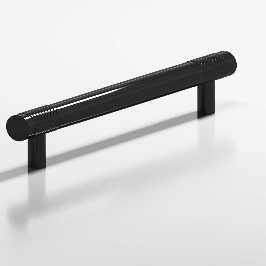 Colonial Bronze Series 545 6" Round Banded And Single-Knurled Cabinet Pull With Straight Posts Satin Black / 6"