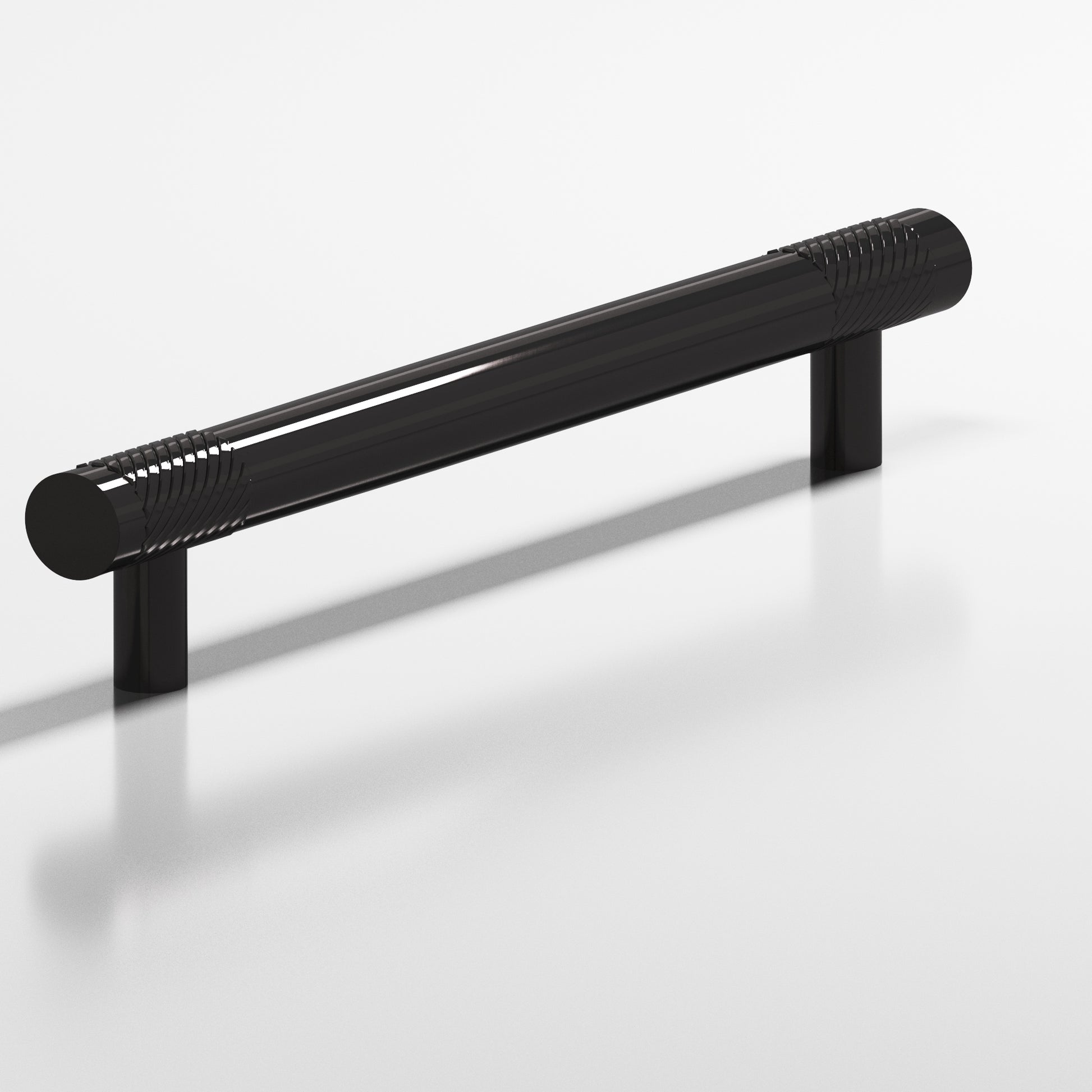 Colonial Bronze Series 566 12" Round Banded And Single-Knurled Appliance Pull With Straight Posts Satin Black / 12"