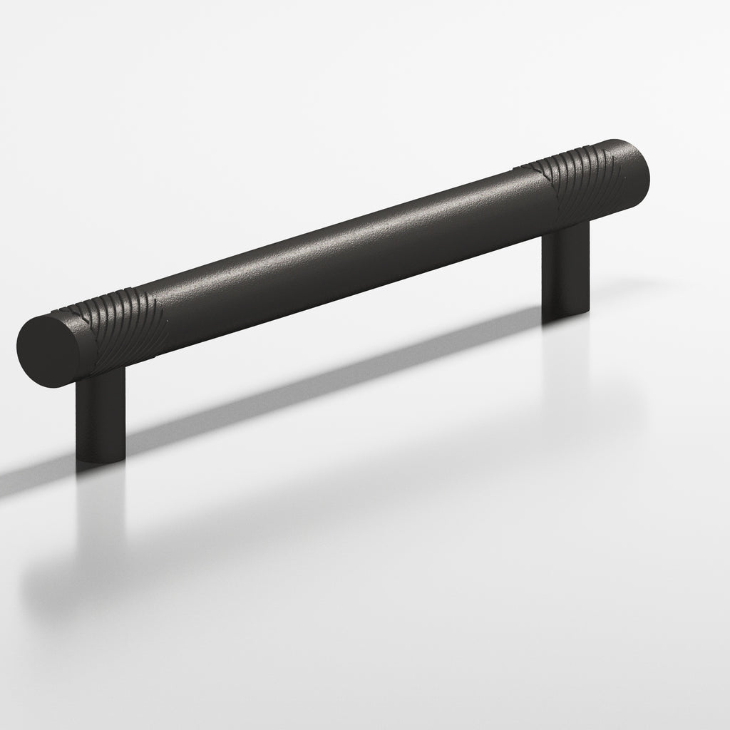Colonial Bronze Series 545 6" Round Banded And Single-Knurled Cabinet Pull With Straight Posts Frost Black™ / 6"