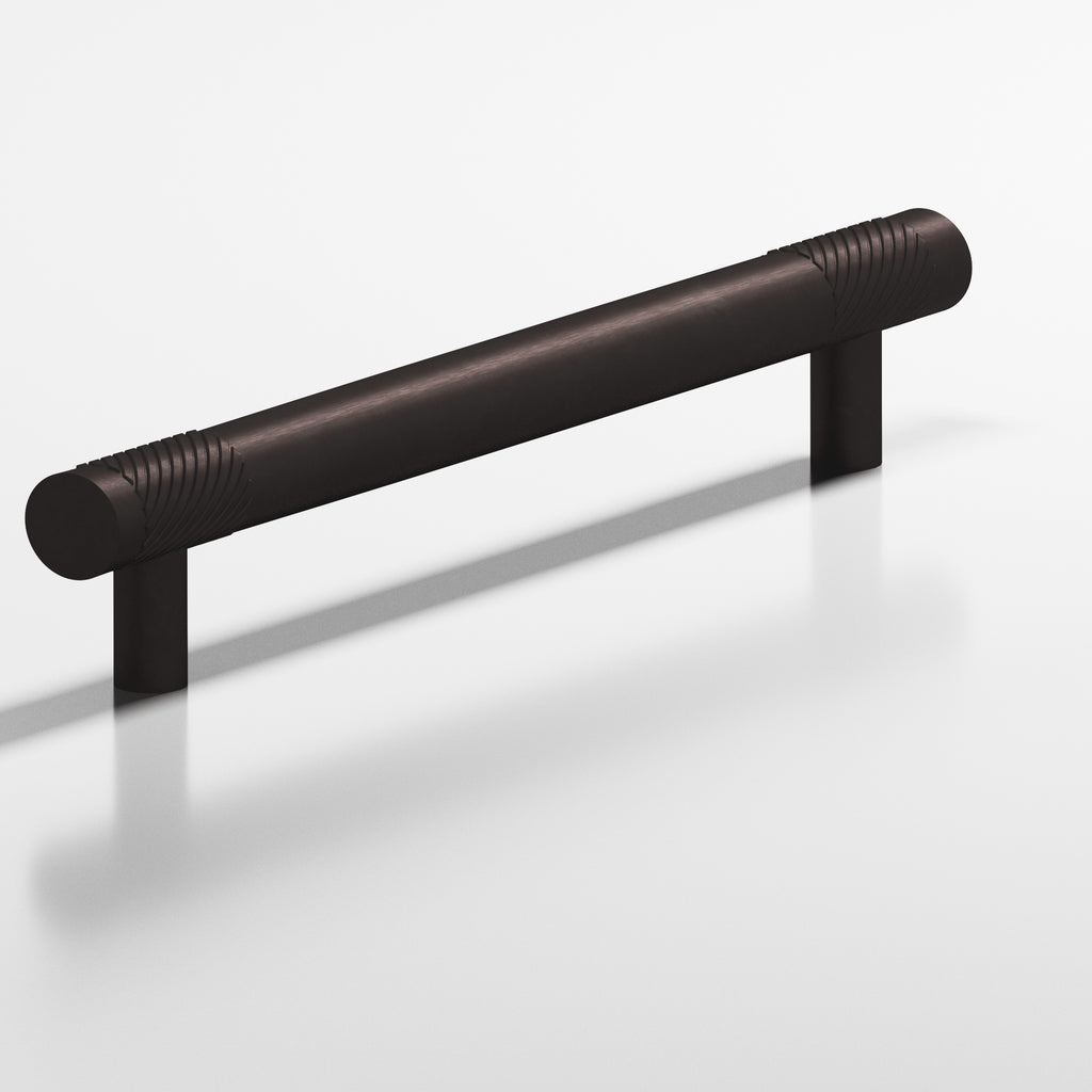 Colonial Bronze Series 546 8" Round Banded And Single-Knurled Cabinet Pull With Straight Posts Matte Dark Statuary Bronze / 8"