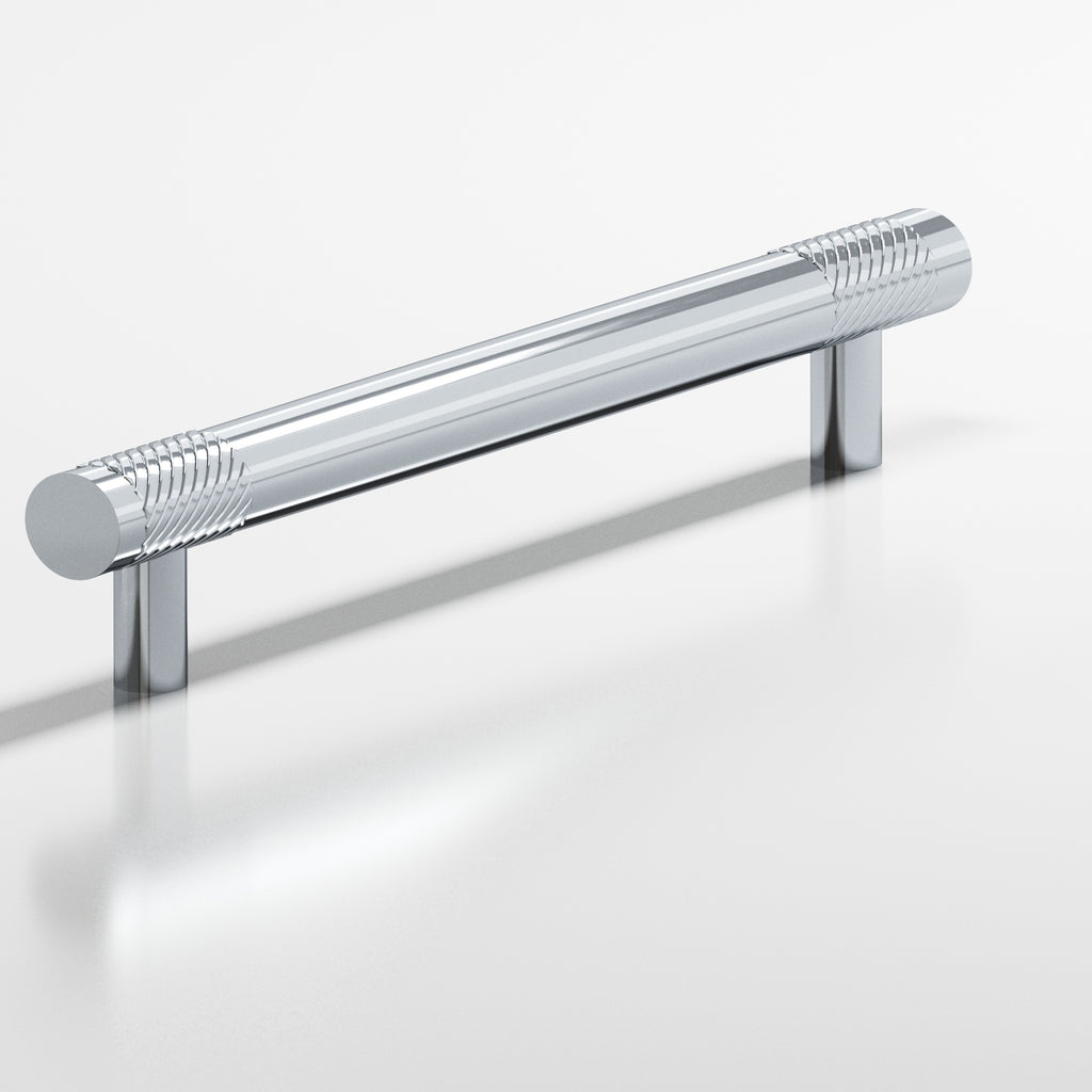 Colonial Bronze Series 545 6" Round Banded And Single-Knurled Cabinet Pull With Straight Posts Polished Chrome / 6"
