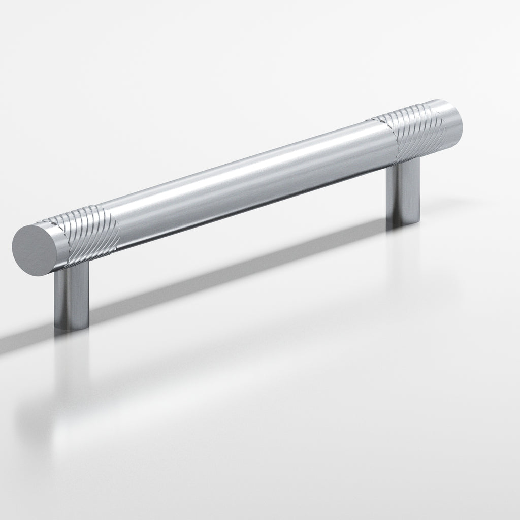 Colonial Bronze Series 545 6" Round Banded And Single-Knurled Cabinet Pull With Straight Posts Satin Chrome / 6"