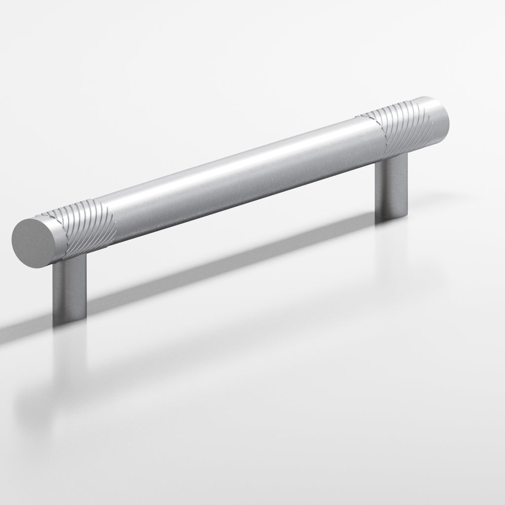 Colonial Bronze Series 545 6" Round Banded And Single-Knurled Cabinet Pull With Straight Posts Matte Satin Chrome / 6"