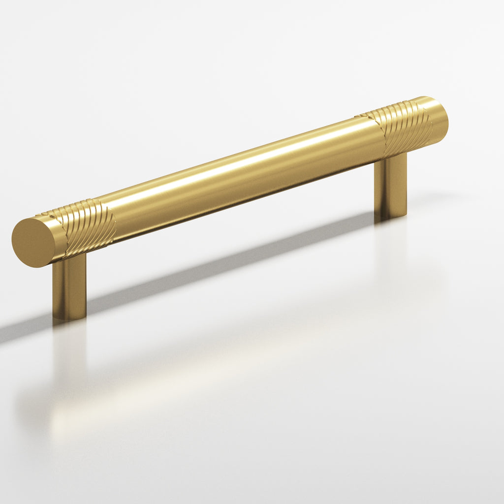 Colonial Bronze Series 545 6" Round Banded And Single-Knurled Cabinet Pull With Straight Posts Satin Brass / 6"