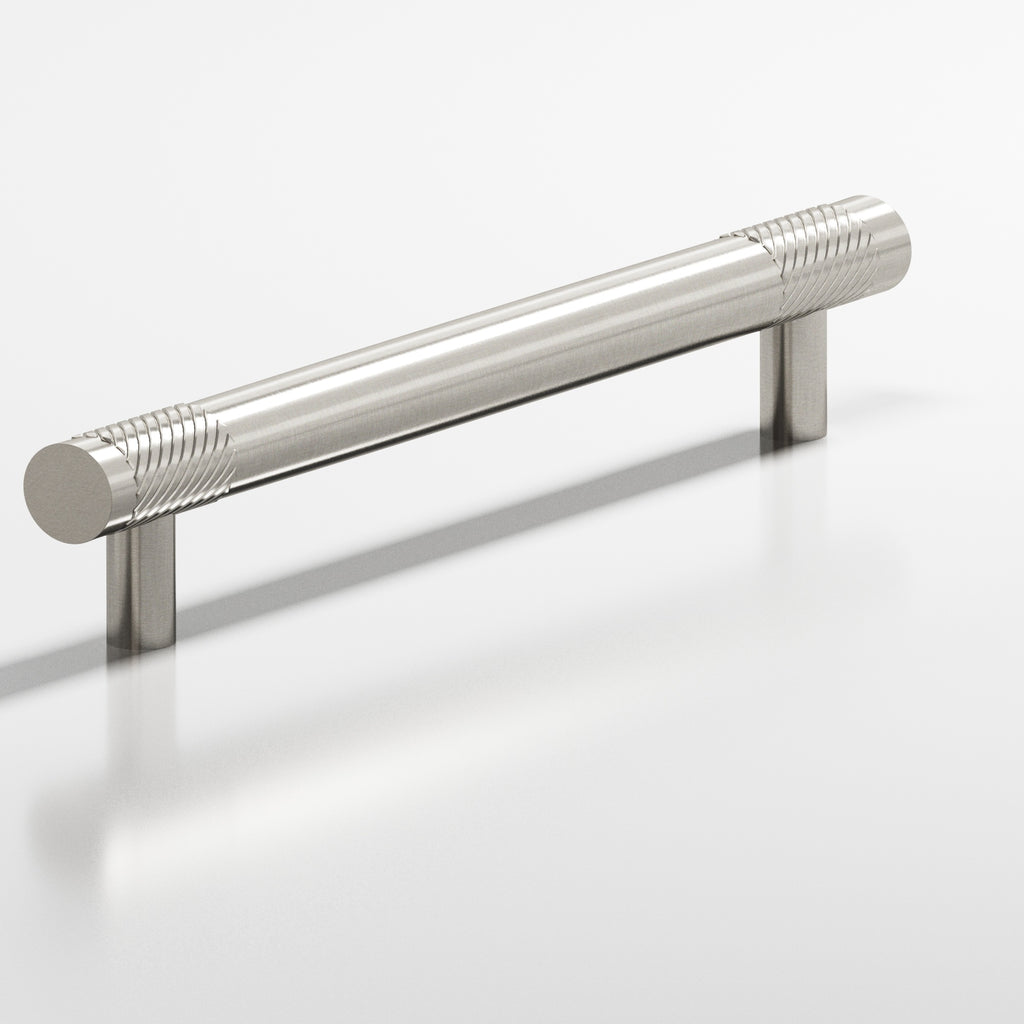Colonial Bronze Series 545 6" Round Banded And Single-Knurled Cabinet Pull With Straight Posts Nickel Stainless / 6"