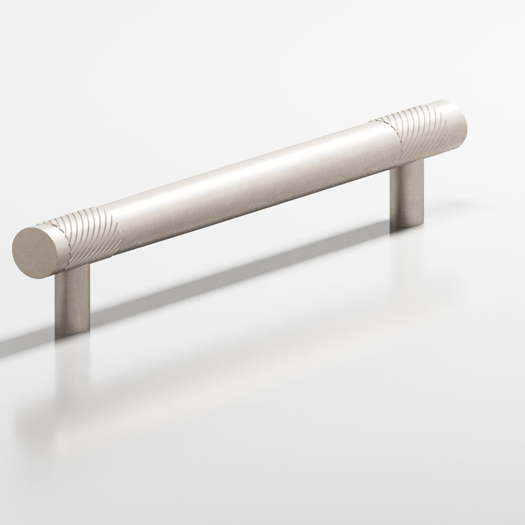 Colonial Bronze Series 545 6" Round Banded And Single-Knurled Cabinet Pull With Straight Posts Matte Satin Nickel / 6"